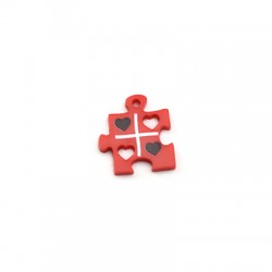 Colgante de Metacrilato Puzzle con Corazones 17x18mm