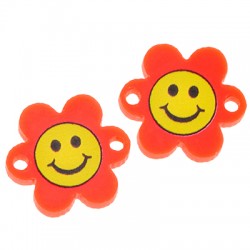 Conector de Metacrilato Flor con Cara Sonriente 18mm