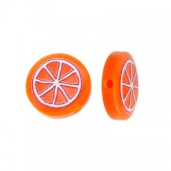 Entrepieza de Resina Rodonda Plana con Naranja 14mm