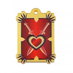 Colgante de Metacrilato Rectangular Corazón/Espada 20x28mm