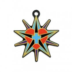 Colgante de Metacrilato Estrella con Corazón y Cruz 36mm