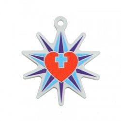 Colgante de Metacrilato Estrella con Corazón y Cruz 40mm