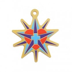 Colgante de Metacrilato Estrella con Corazón y Cruz 40mm