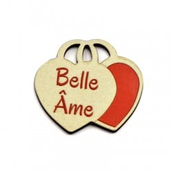 Colgante de Madera Corazon Doble "Belle Ame" 39x35mm