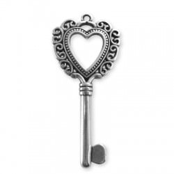 Colgante de Metal Zamak Llave con Corazón 26x59mm