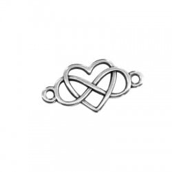 Conector de Metal Zamak Símbolo Infinito y Corazón 19x13mm