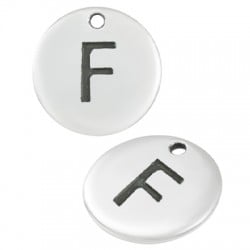 Colgante de Metal Zamak Redondo Letra "F" 12mm