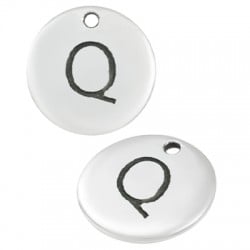 Colgante de Metal Zamak Redondo Letra "Q" 12mm