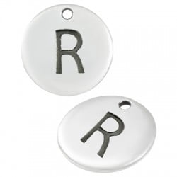 Colgante de Metal Zamak Redondo Letra ´´R´´ 12mm