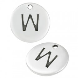 Colgante de Metal Zamak Redondo Letra "W" 12mm