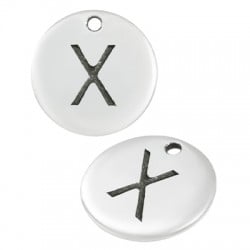 Colgante de Metal Zamak Redondo Letra "X" 12mm