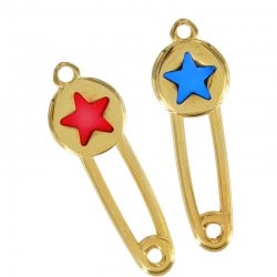 Colgante de Metal Zamak Imperdible Estrella con Esmalte 14x40mm