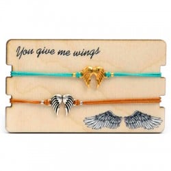 Pulseras Link&Love con Alas con Portapulsera de madera