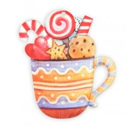 Colgante de Metacrilato Taza con Dulces de Navidad 68x75mm