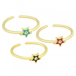 Anillo de Metal Laton Ajustable con Estrella Esmaltada 20mm