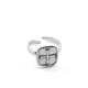 Anillo de Metal Laton Ajustable Cuadrado con Cruz 17x12mm