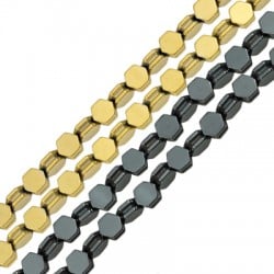 Entrepieza Hexágono de Hematite 7mm (Ø1mm) (60uds)