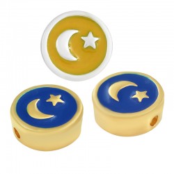 Pasador de Metal Zamak Luna y Estrella Esmaltada 12mm (Ø2mm)