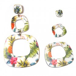 Colgante de Metacrilato Floral 76x45mm (set 3 pcs)