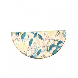 Colgante de Madera Semicirculo Floral 73x37mm